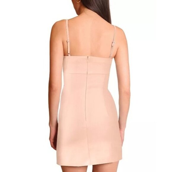119$ Avec Les Filles Square Neck Bodycon Mini Cocktail Dress Size 8 Light Beige - Picture 2 of 2